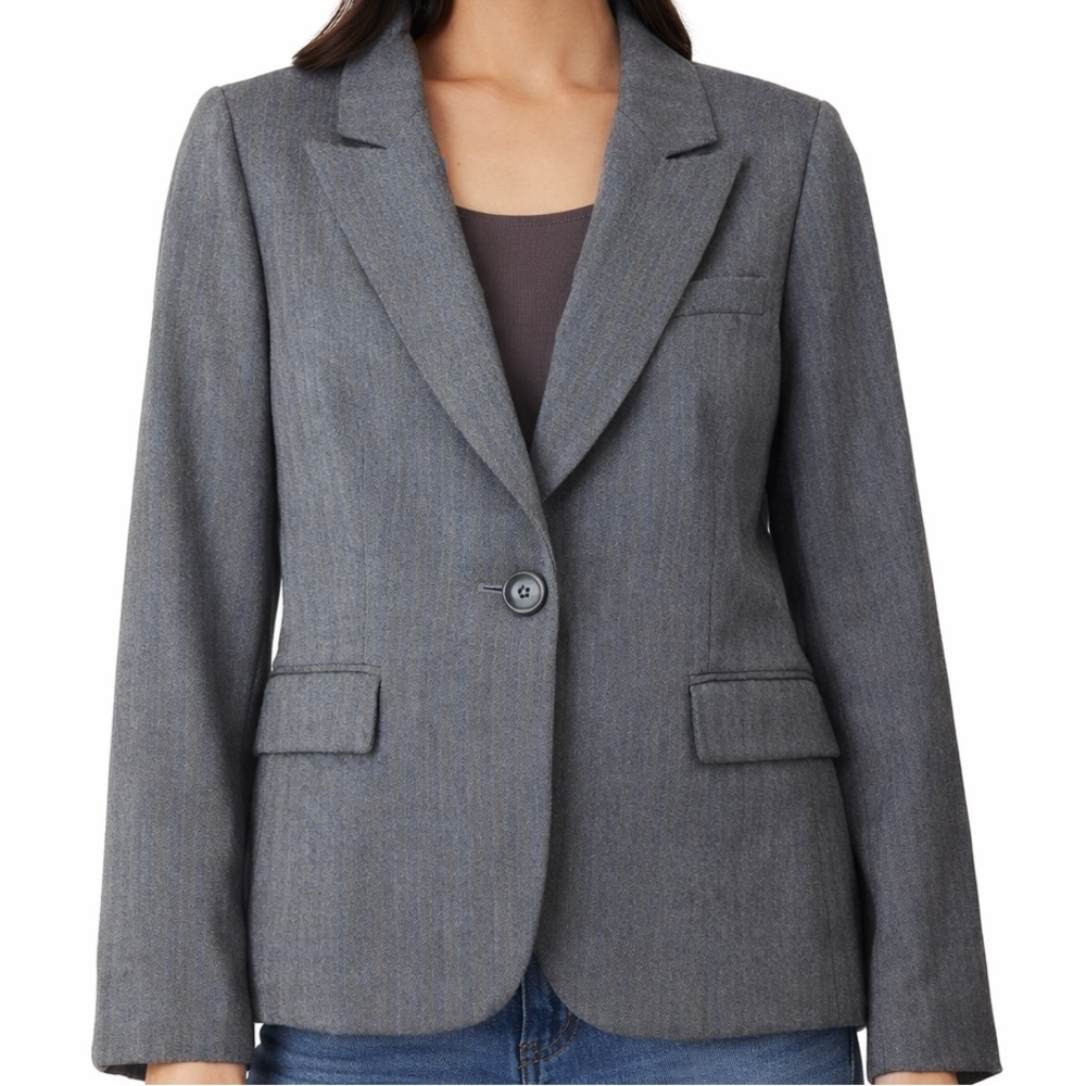 Tahari Grey Wool Blazer Jacket